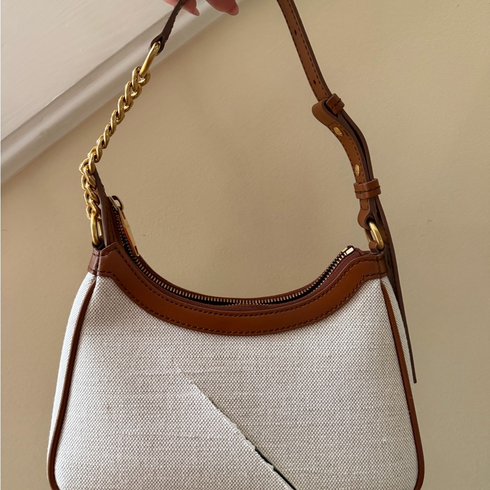 Balmain FLAW rehab B-army canvas calfskin leather hobo shoulder Bag purse - Picture 2 of 5